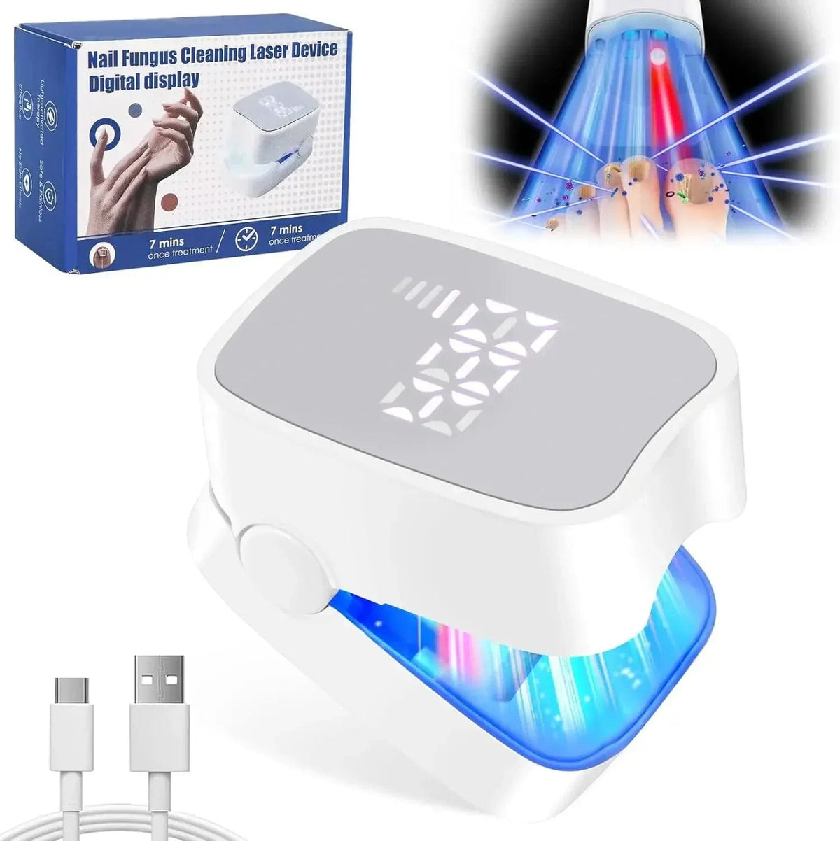 SHOWLU FASHION STORE Digital display Nail Fungus Treatment LED Laser Device for Cleaning Onychomycosis USB Charge 905nm Infrared Light 470nm Blue Light Nail Salon