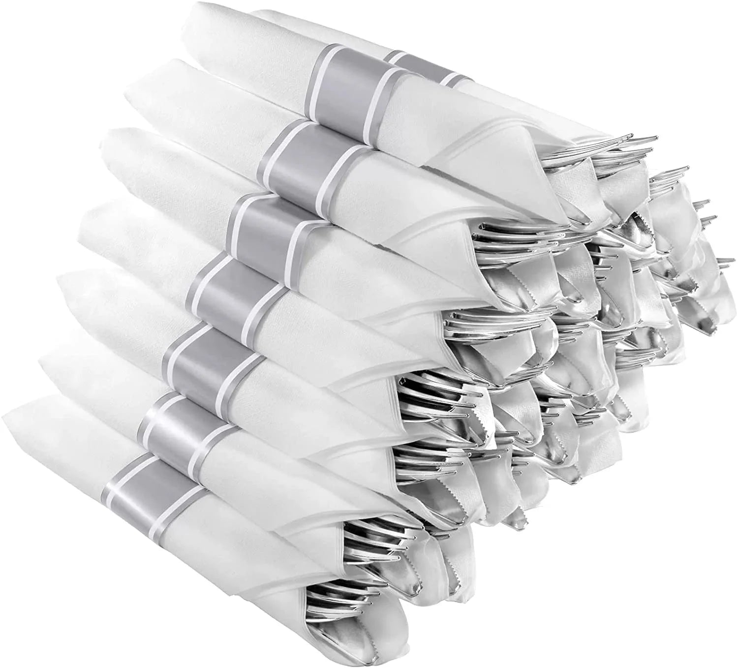 Showlu 25-piece disposable plastic cutlery set with gold forks, knives, and spoons for elegant party tableware.