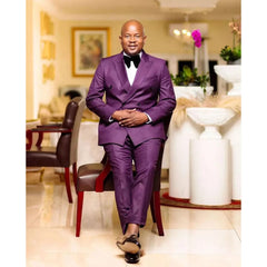 SHOWLU FASHION STORE Double Brested Purple Wedding Men Suits High Quality Peak Lapel Flat Luxury 2 Piece Jacket Pants Set Plus Size Dress Blazer