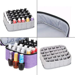  Showlu Fashion Store Double-Layer Portable Nail Polish Storage Bag  Cosmetic Handbag Essential Oil Perfume Lipstick Organizer Holder Travel Carrier