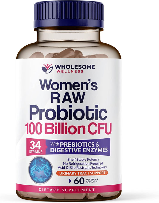  Showlu Fashion Store Dr. Formulated Raw Probiotics for Women 100 Billion CFUs with Prebiotics, Digestive Enzymes, Approved Women's Probiotic for Adults, Shelf Stable Probiotic Supplement Capsules