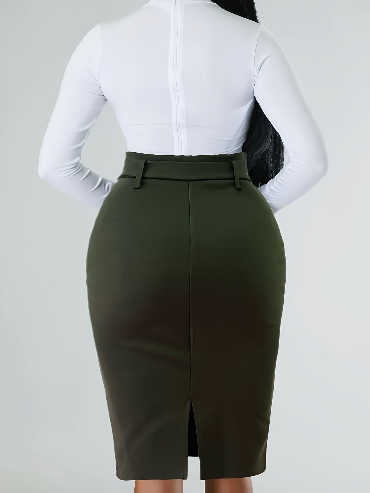 SHOWLU FASHION floral belted bodycon dress with split back in jersey knit fabric, featuring a fitted silhouette and floral pattern.