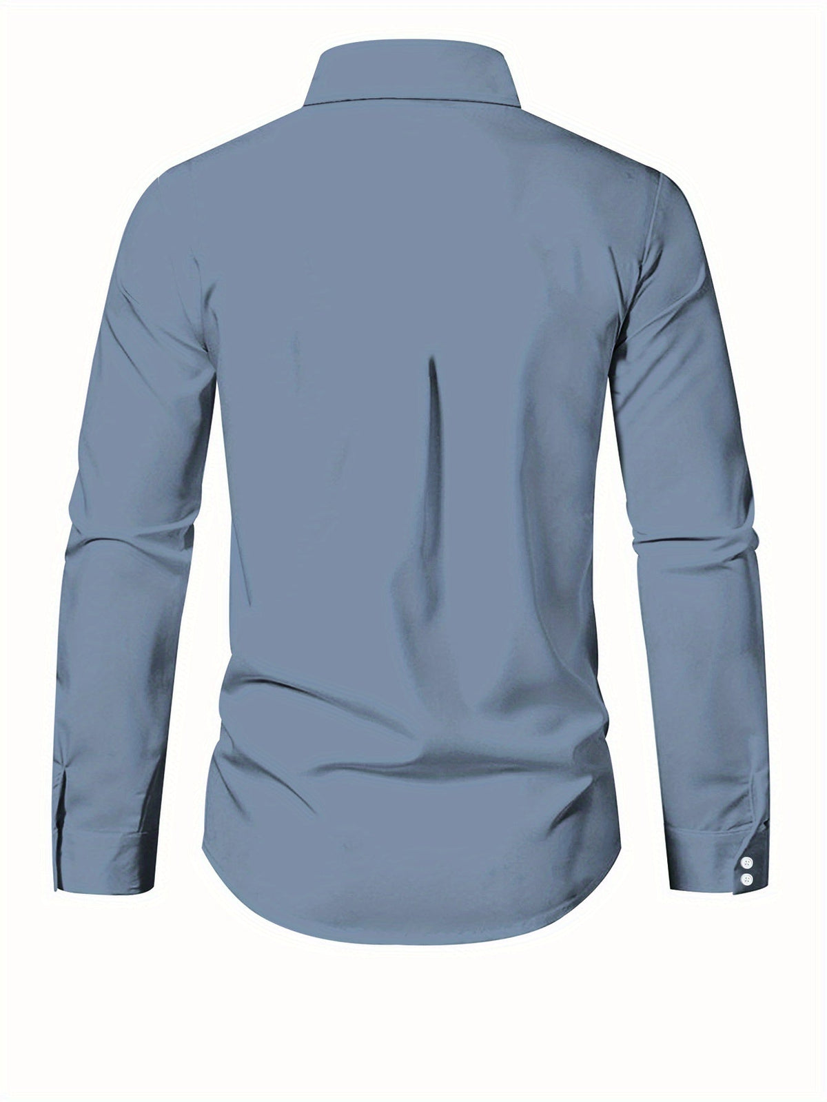 Light blue SHOWLU FASHION men's mandala print long sleeve dress shirt, detailed pattern, stylish casual or semi-formal dress shirt.