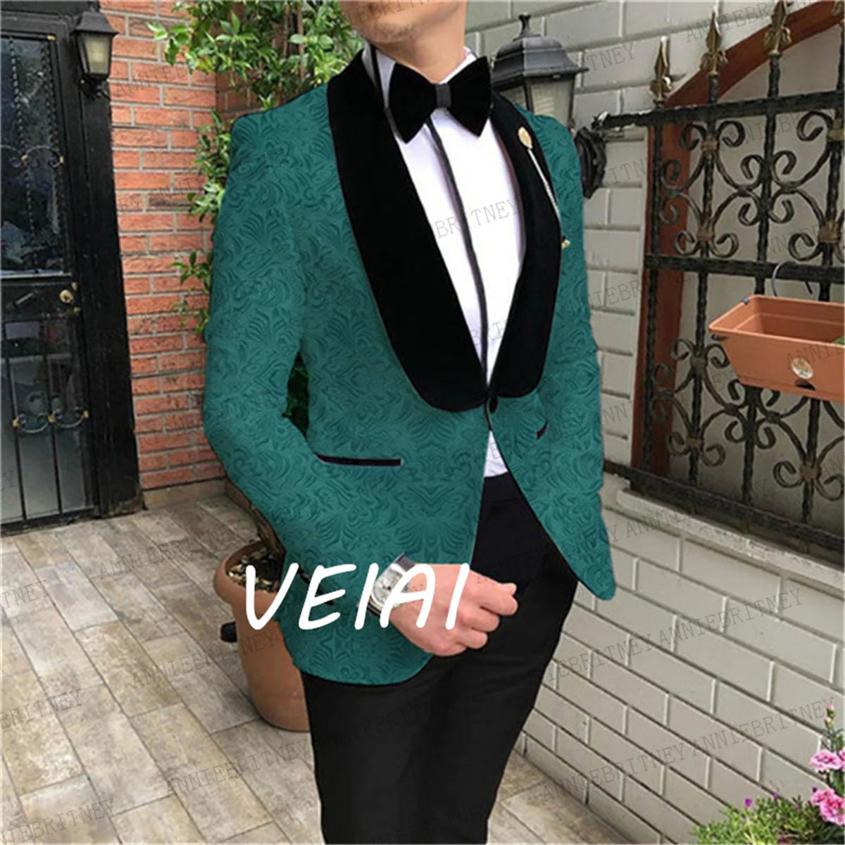 Blue Veiai Jodhpuri suit for men, 2-piece cotton blend groom tuxedo, stylish traditional dress with intricate design details