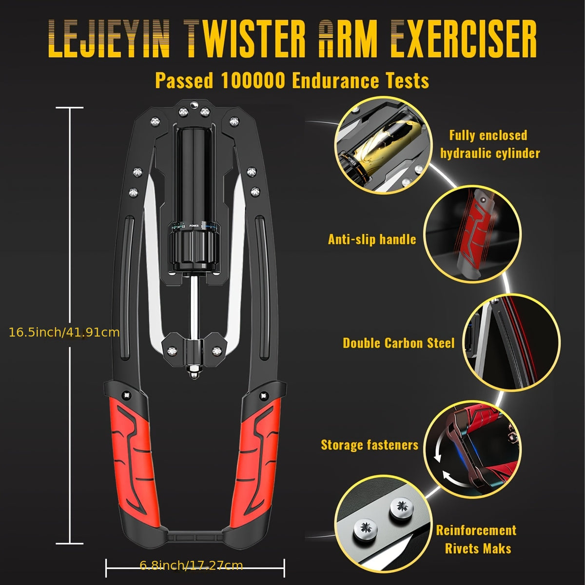 Showlu Hydraulic Arm Trainer for home gym, made of durable carbon steel with adjustable resistance from 22 to 440 lbs.