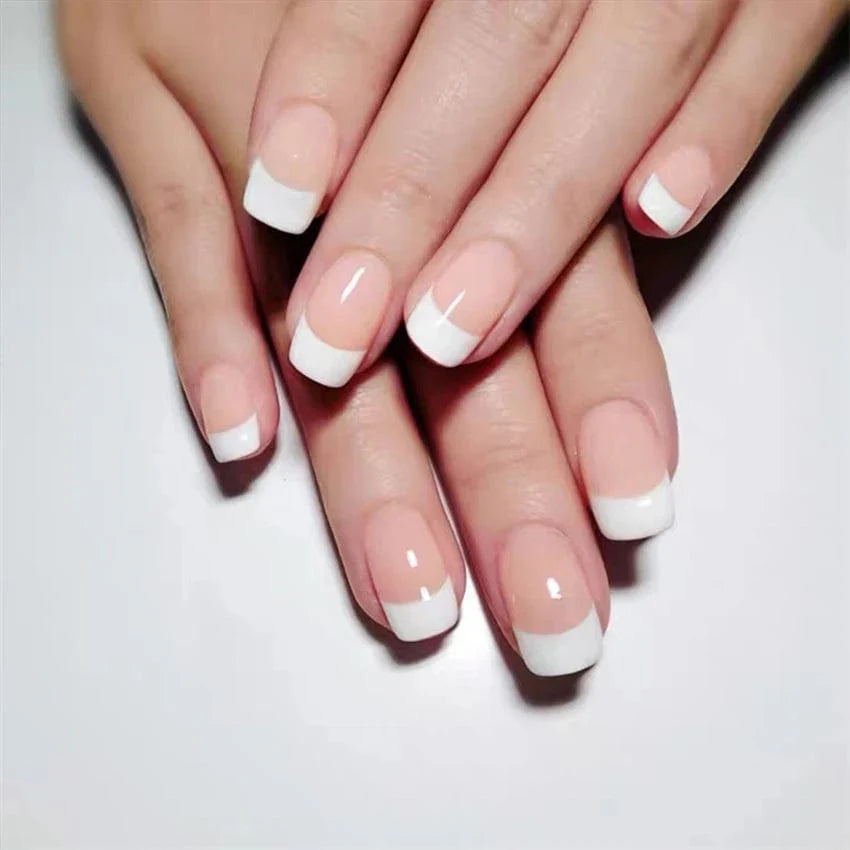 Light green striped press-on nails by Showlu Fashion Store, long coffin acrylic tips with gradient design, worn on natural nails.