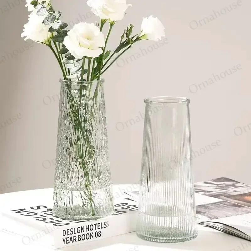  Showlu Fashion Store E Nordic Glass Vase Creative Transparent Aquatic Flowers Minimalist Glass Tabletop Decoration Ceramic Vase Vases for Flower