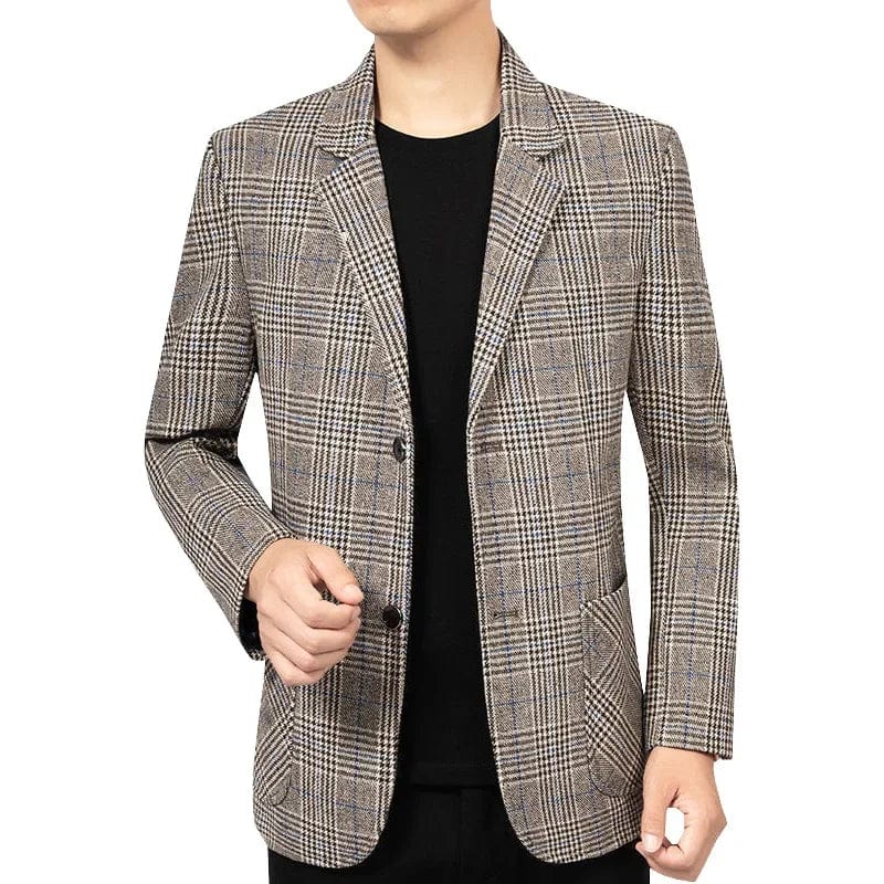  Showlu Fashion Store E / XXL  Asia Size Men Plaid Blazers Jackets New Spring Autumn Business Casual Suits Jackets Coats Male Formal Wear Slim Fit Blazers Size 4XL