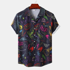  Showlu Fashion Store E01-JDCS57739 / S Vibrant Summer Rainbow Hawaiian Shirt