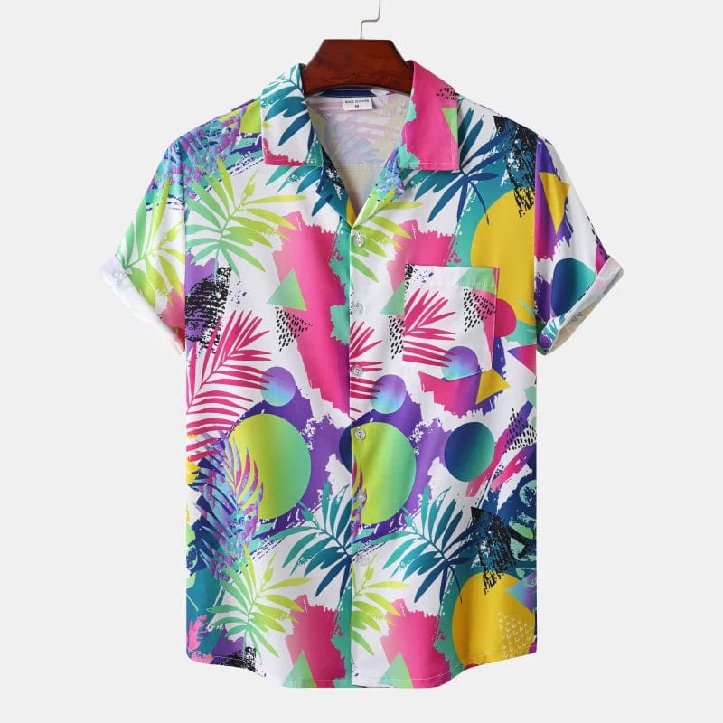  Showlu Fashion Store E01-JDCS57741 / S Vibrant Summer Rainbow Hawaiian Shirt