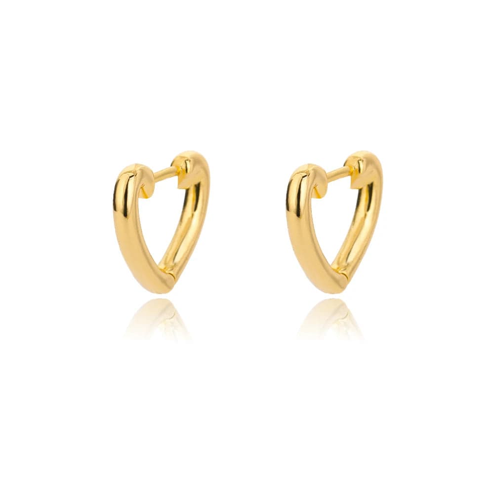  Showlu Fashion Store E2029G-3 / CHINA Gold Color Stainless Steel Heart Shaped Set Zircon Stud Earrings for Women Delicate Hoops Earring Wedding Party Jewelry Gifts