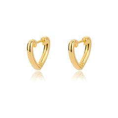  Showlu Fashion Store E2029G-3 / CHINA Gold Color Stainless Steel Heart Shaped Set Zircon Stud Earrings for Women Delicate Hoops Earring Wedding Party Jewelry Gifts