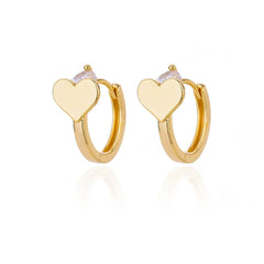  Showlu Fashion Store E3127G-5 / CHINA Gold Color Stainless Steel Heart Shaped Set Zircon Stud Earrings for Women Delicate Hoops Earring Wedding Party Jewelry Gifts