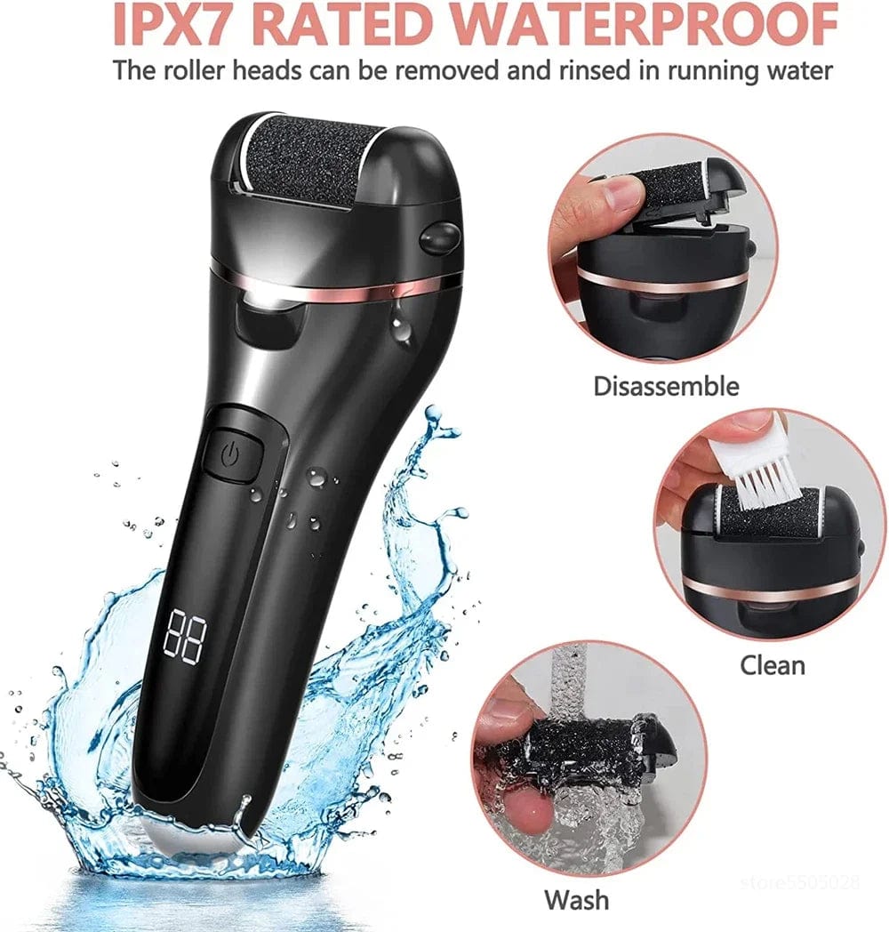 SHOWLU FASHION STORE Electric Callus Remover Professional Foot File Grinder Pedicure Machine Rechargeable Heel Cracked Dead Skin Scrubber 3 Heads