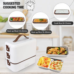  Showlu Fashion Store Electric Lunch box Portable Mini Rice Cooker Food Warmer Heater Food Warmer for On-the-Go Home Office