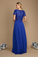  Showlu Fashion Store Elegant Chiffon Embroidered Long Dress