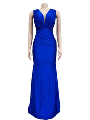  Showlu Fashion Store Elegant Evening Dresses Long Patry Gown Sexy Deep V Sleeveless Mermaid Bodycon Maxi Robe Femme