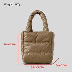 SHOWLU FASHION STORE Elegant Lightweight Nylon Down Quilted Bag Casual Solid Color Shoulder Bag Bubbles Puff Ladies Tote Women Handbags