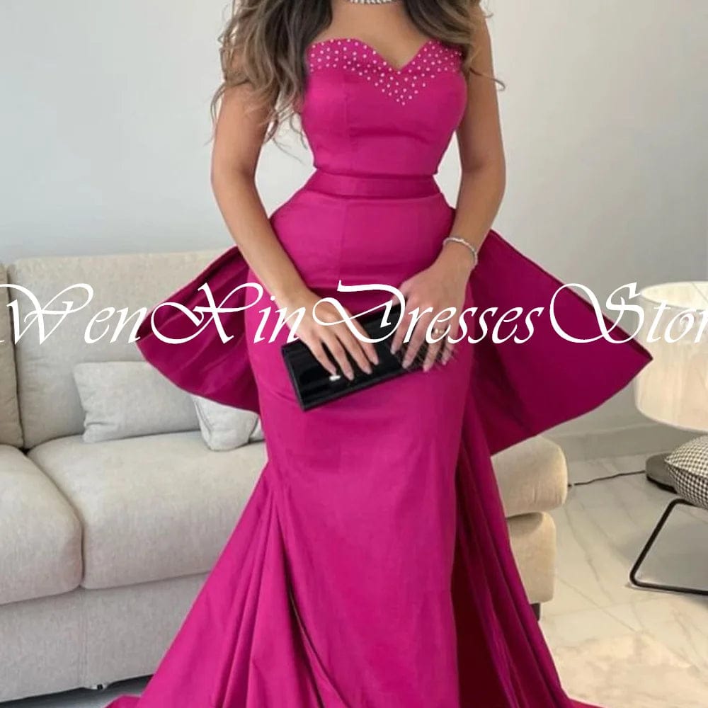 SHOWLU FASHION STORE Elegant Luxury Evening Dress 2024 CryStal Bow Sweetheart A-Line Sashes Solid Color Sleeveless Pleats Mermaid Pleats Bespoke