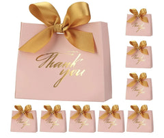  Showlu Fashion Store Elegant Mini Pink Thank You Gift Bags - 50 Pack