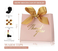  Showlu Fashion Store Elegant Mini Pink Thank You Gift Bags - 50 Pack