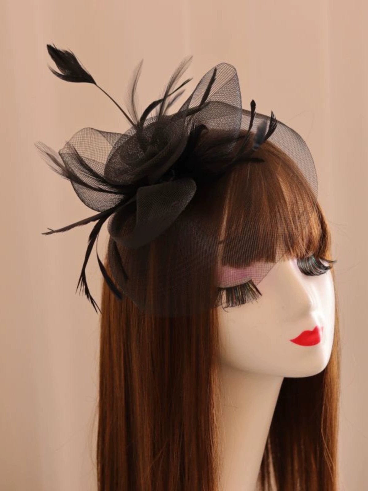  Showlu Fashion Store Elegant Vintage Mesh Dinner Party Billycock Headdress