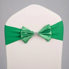 Showlu Fashion Store Emerald Green / 10 pcs 10pcs/50pcs Free Tie Wedding Satin Chair Sash Elastic Stretch Spandex Chair Bow Band For Banquet Hotel Birthday Party Decoration