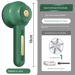  Showlu Fashion Store Emerald Green [in-line] × 1 cutter head Fur Ball Trimmer Lady Shaver Clothes Pilling Hair Ball Trimmer For Home Rechargeable Scraping Hair Remover Removal Ball Handy Gadget