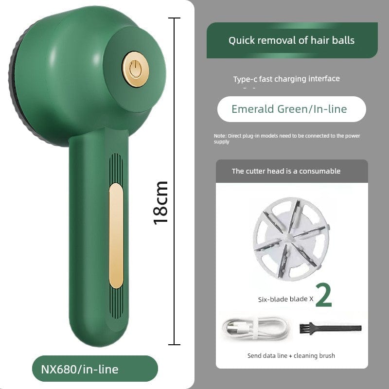  Showlu Fashion Store Emerald Green [in-line] × 2 cutter heads Fur Ball Trimmer Lady Shaver Clothes Pilling Hair Ball Trimmer For Home Rechargeable Scraping Hair Remover Removal Ball Handy Gadget