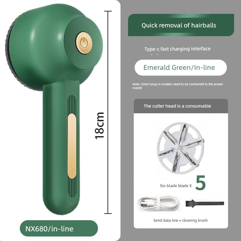  Showlu Fashion Store Emerald Green [in-line] × 5 cutter heads Fur Ball Trimmer Lady Shaver Clothes Pilling Hair Ball Trimmer For Home Rechargeable Scraping Hair Remover Removal Ball Handy Gadget