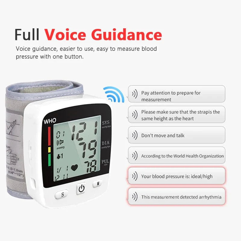 TAKROL Rechargeable Wrist Blood Pressure Monitor by SHOWLU FASHION STORE with digital LCD display and memory for accurate readings