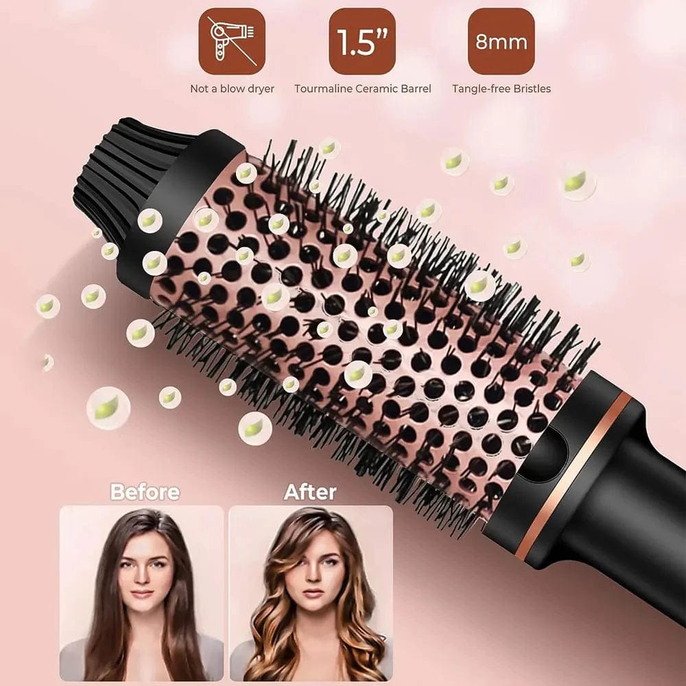  Showlu Fashion Store EU / Black Thermal Brush 1.5 Inch Heated Curling Brush Ceramic Curling Iron Volumizing Brush Heating Round Brush Travel Hair Curler Comb