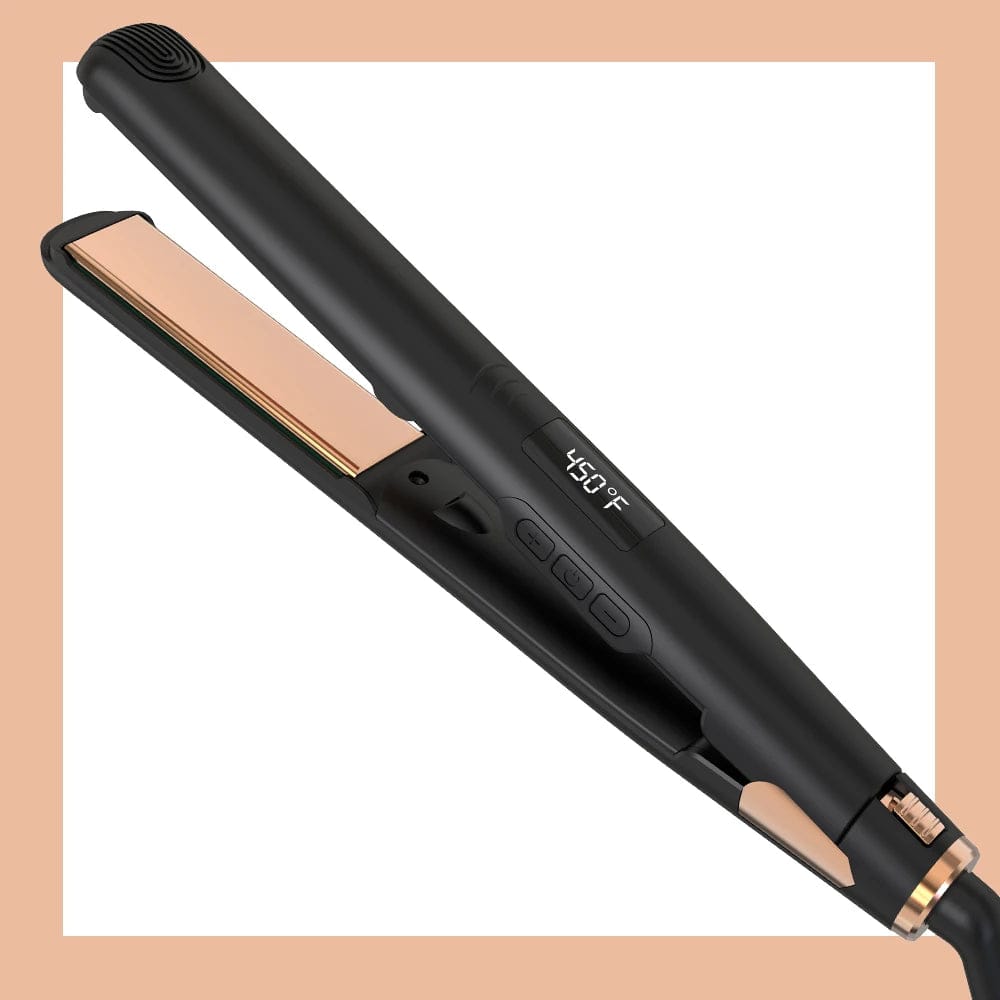  Showlu Fashion Store EU LISAPRO Original Ceramic Hair Straightening Flat Iron  1" Plates |Black  Professional Salon Model Hair Straightener & Curler