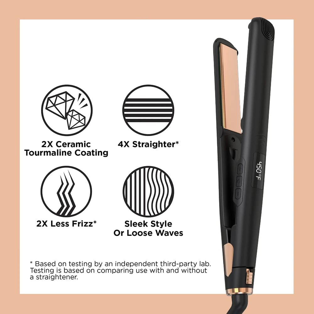  Showlu Fashion Store EU LISAPRO Original Ceramic Hair Straightening Flat Iron  1" Plates |Black  Professional Salon Model Hair Straightener & Curler