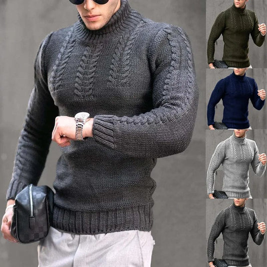 SHOWLU FASHION STORE European and American Autumn and Winter New Men's Warm Sweaters Trade Men's Turtleneck Sweaters Men's Casual Pullovers