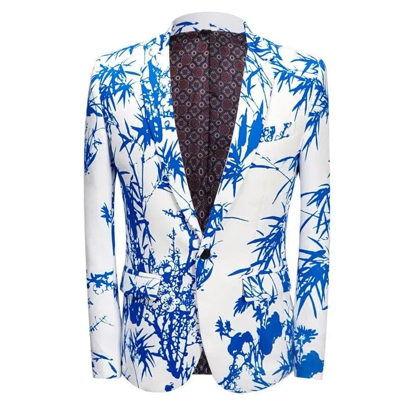 SHOWLU FASHION STORE F-Blue Blazer / XL Jacket for Men Party Blue Animal Print Menswear Coats High Quality Man Suits and Blazers Fashion 2024 Fashionable Clothing New