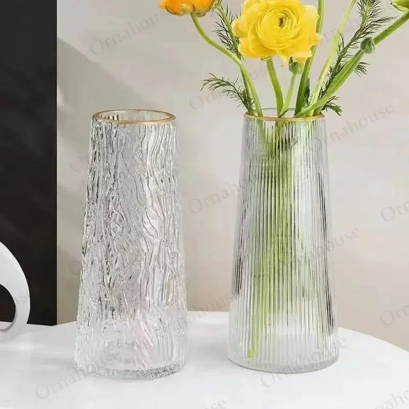  Showlu Fashion Store F Nordic Glass Vase Creative Transparent Aquatic Flowers Minimalist Glass Tabletop Decoration Ceramic Vase Vases for Flower