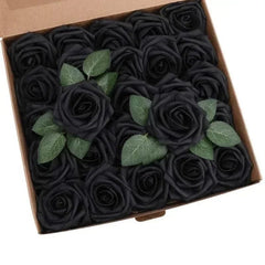 Showlu Fashion Store F01 black / 10pcs no box leaves 10/25/50Pcs Artificial Rose Flowers Foam Fake Faux Flowers Roses for DIY Wedding Bouquets Party Home Decor Garden Decoration