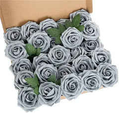 Showlu Fashion Store F01 grey / 10pcs no box leaves 10/25/50Pcs Artificial Rose Flowers Foam Fake Faux Flowers Roses for DIY Wedding Bouquets Party Home Decor Garden Decoration