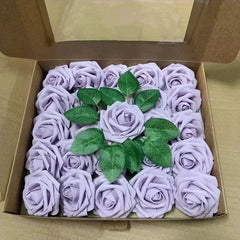 Showlu Fashion Store F01 light purple / 10pcs no box leaves 10/25/50Pcs Artificial Rose Flowers Foam Fake Faux Flowers Roses for DIY Wedding Bouquets Party Home Decor Garden Decoration