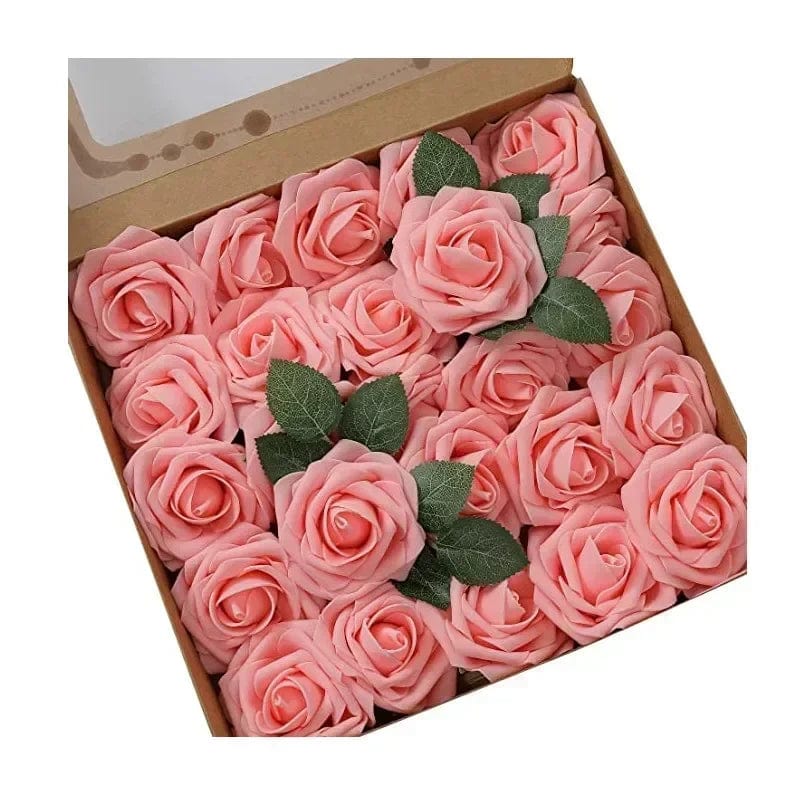  Showlu Fashion Store F01 r pink / 10pcs no box leaves 10/25/50Pcs Artificial Rose Flowers Foam Fake Faux Flowers Roses for DIY Wedding Bouquets Party Home Decor Garden Decoration