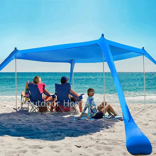  Showlu Fashion Store Family Beach Awning Outdoor Waterproof UV Resistant Sun Shade Tent Lightweight Camping Large Family Canopy Tents With Sandbag