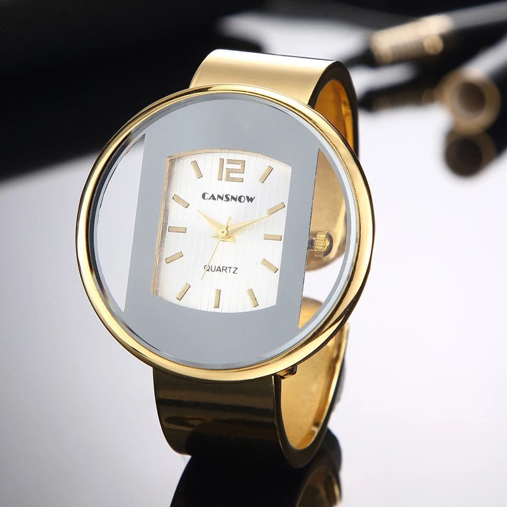  Showlu Fashion Store Fashion Gold Stainless Steel Women's Bracelet Bangle Watches 2023 Trends Luxury Brand Ladies Jewelry Watch Bayan Kol Saati Clock