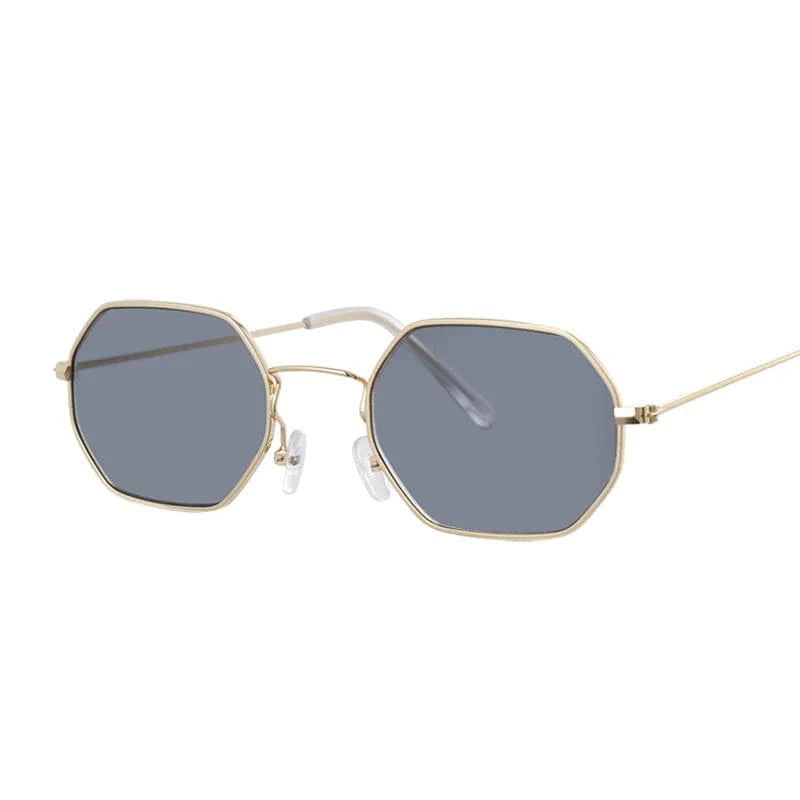 Showlu Fashion Women's square metal sunglasses with UV400 mirror lenses and a rectangle frame, stylish and protective sun glasses.