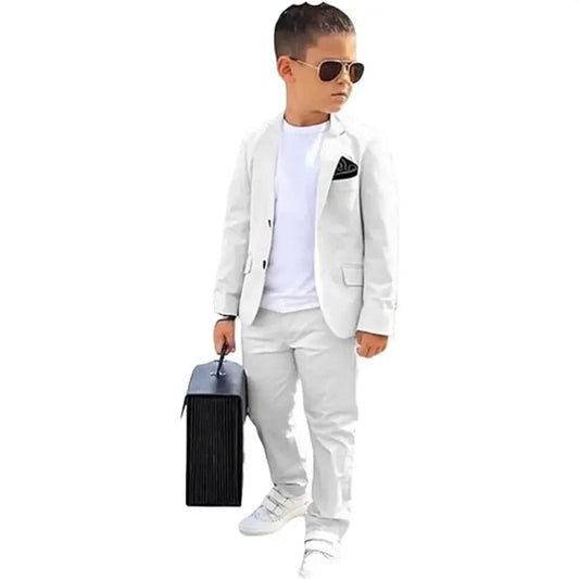 SHOWLU FASHION STORE Fashion Solid Boys Suits Chic Notch Lapel Single Breasted 2 Piece Wedding Party Formal Suit for Boy Slim Blazer with Pants