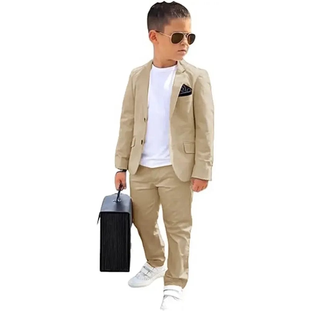 SHOWLU FASHION STORE Fashion Solid Boys Suits Chic Notch Lapel Single Breasted 2 Piece Wedding Party Formal Suit for Boy Slim Blazer with Pants