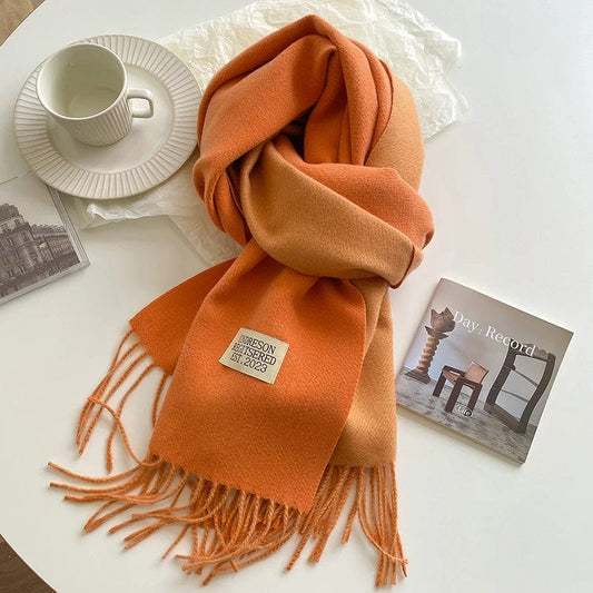  Showlu Fashion Store Fashion Solid Cashmere Warm Scarf New Design Pashmina Winter Double Side Diffrent Color Shawl Wraps Bufanda with Tassel Blanket