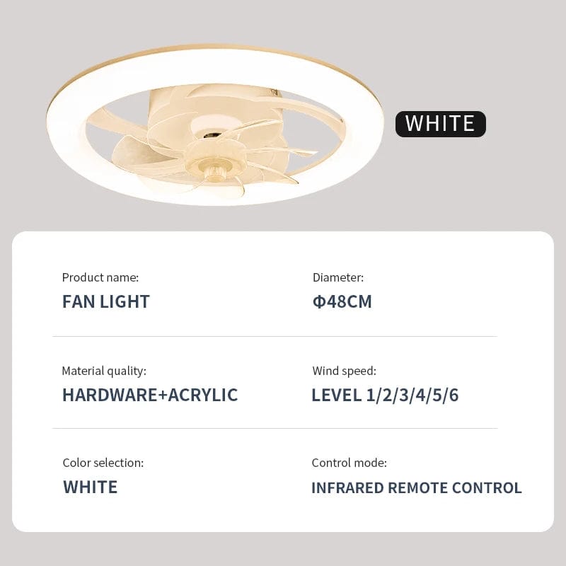  Showlu Fashion Store FCHE-White / remote control New Ceiling Fan Light Living Room Bedroom Modern and Simple Home Intelligent Remote Control Restaurant LED Fan Light