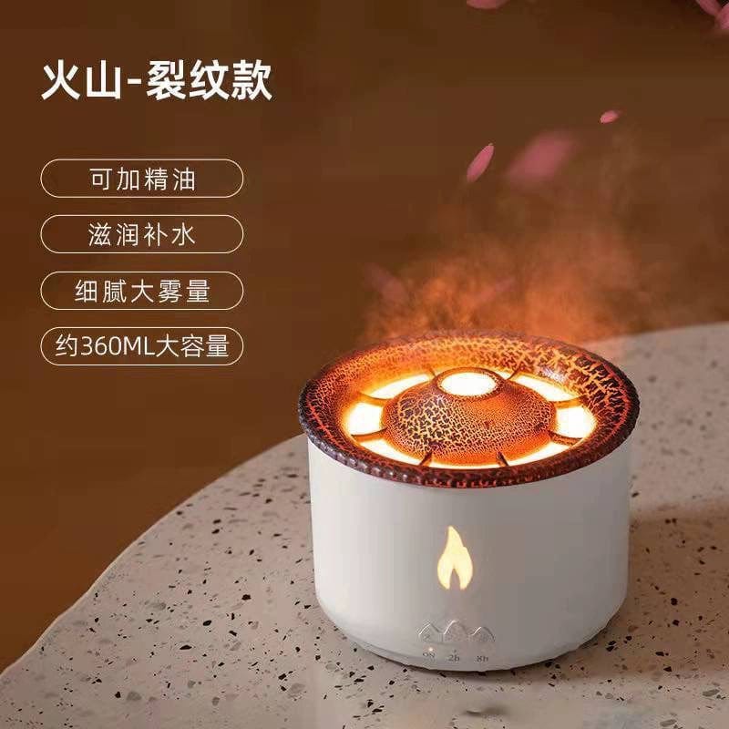  Showlu Fashion Store Flame Crack + Jellyfish + Timing + Essential Oil Wisk Volcanic Lava Humidifier Mute Spit Smoke Ring Office Desk Surface Panel Timing Hydrating Essential Oil Aroma Diffuser