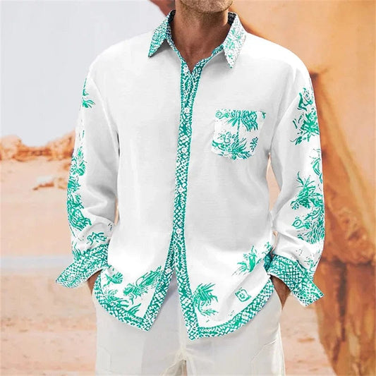  Showlu Fashion Store Floral Elegance Men's Party Shirt